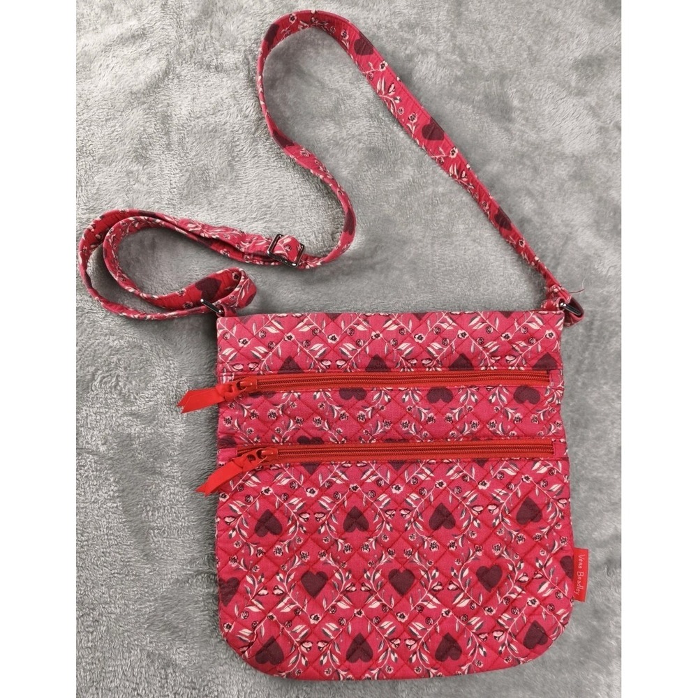 Vera Bradley Crossbody Bag Floral Hearts Quilted Crossbody Bag Retired Print